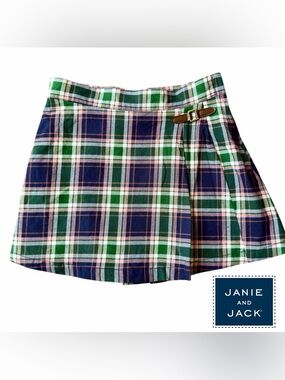 Janie And Jack Plaid Pleated Buckle Skirt Girls Size 7 NWOT